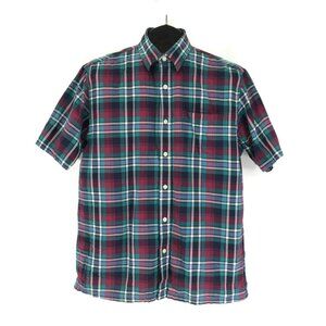 Pendleton Short Sleeve Button Up Shirt Men's Medium Plaid Woven Workwear Casual